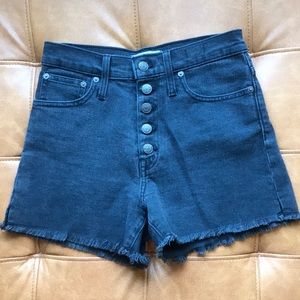 Madewell black high rise buttonfly denim shorts